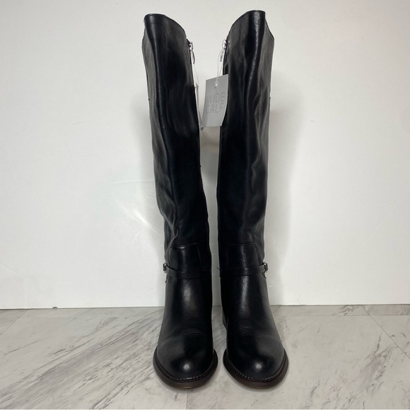 Franco Sarto Haylie Black Leather Wide Calf Tall Boot 5M - Picture 2 of 14